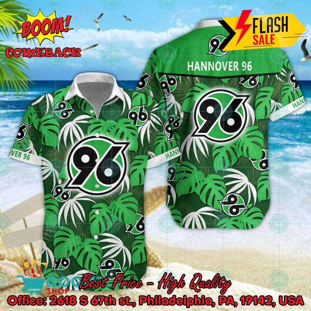 Hannover 96 Big Logo Tropical Leaves Hawaiian Shirt And Shorts