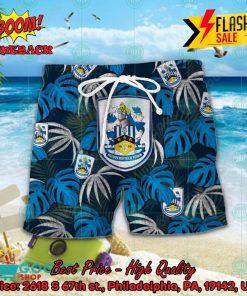 Huddersfield Town AFC Big Logo Tropical Leaves Hawaiian Shirt And Shorts