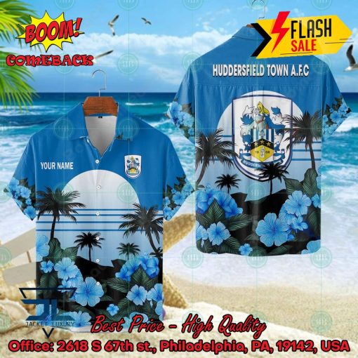 Huddersfield Town AFC Palm Tree Sunset Floral Hawaiian Shirt And Shorts