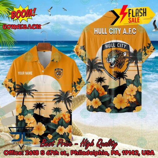 Hull City AFC Palm Tree Sunset Floral Hawaiian Shirt And Shorts