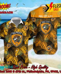 Hull City FC Big Logo Tropical Leaves Hawaiian Shirt And Shorts