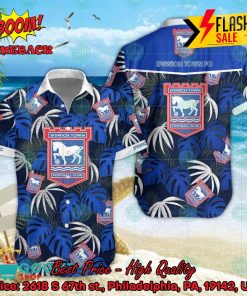 Ipswich Town FC Big Logo Tropical Leaves Hawaiian Shirt And Shorts