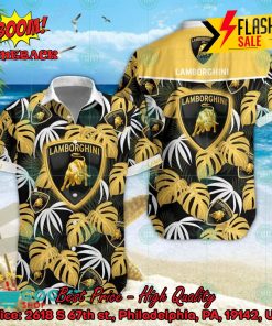 Lamborghini Big Logo Tropical Leaves Hawaiian Shirt And Shorts