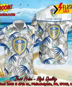 Leeds United FC Big Logo Tropical Leaves Hawaiian Shirt And Shorts