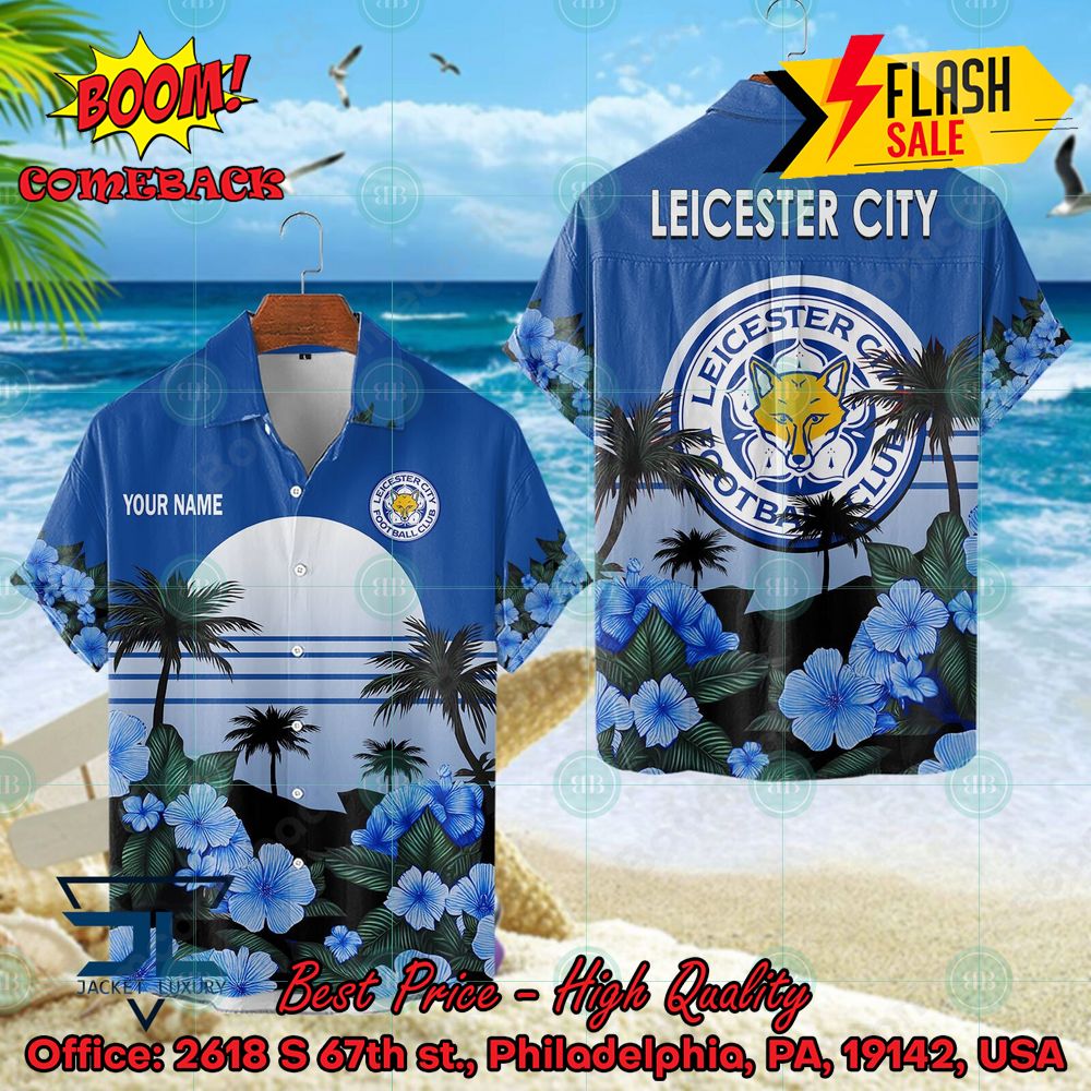 Leicester City FC Palm Tree Sunset Floral Hawaiian Shirt And Shorts