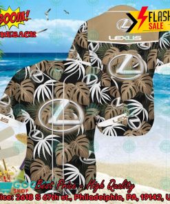 lexus big logo tropical leaves hawaiian shirt and shorts 2 G95g8