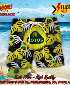 lotus cars big logo tropical leaves hawaiian shirt and shorts 2 HluQz
