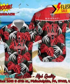 Maserati Big Logo Tropical Leaves Hawaiian Shirt And Shorts