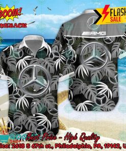 Mercedes-AMG Big Logo Tropical Leaves Hawaiian Shirt And Shorts