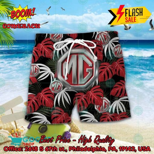 MG Cars Big Logo Tropical Leaves Hawaiian Shirt And Shorts