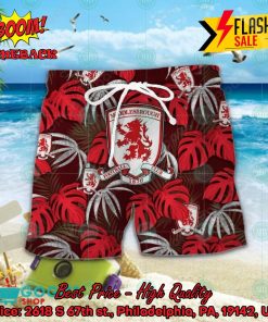 Middlesbrough FC Big Logo Tropical Leaves Hawaiian Shirt And Shorts