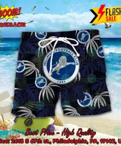 millwall fc big logo tropical leaves hawaiian shirt and shorts 2 1yTXS