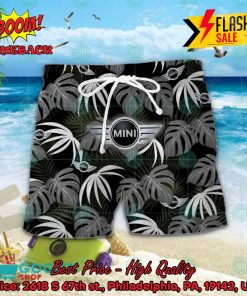 mini cooper big logo tropical leaves hawaiian shirt and shorts 2 tuLQC