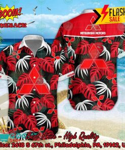 Mitsubishi Big Logo Tropical Leaves Hawaiian Shirt And Shorts