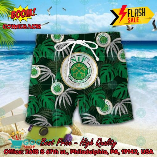 Naestved Boldklub Big Logo Tropical Leaves Hawaiian Shirt And Shorts