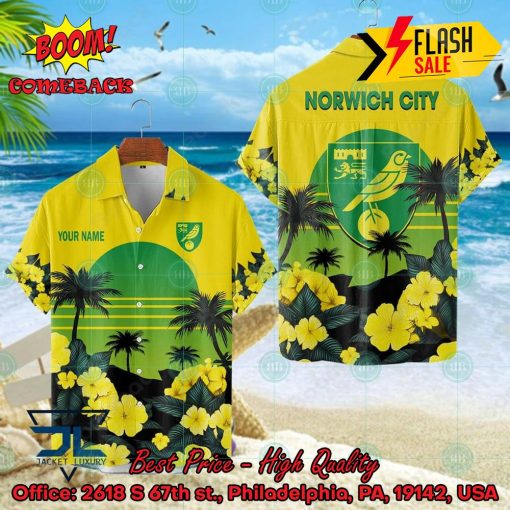 Norwich City FC Palm Tree Sunset Floral Hawaiian Shirt And Shorts