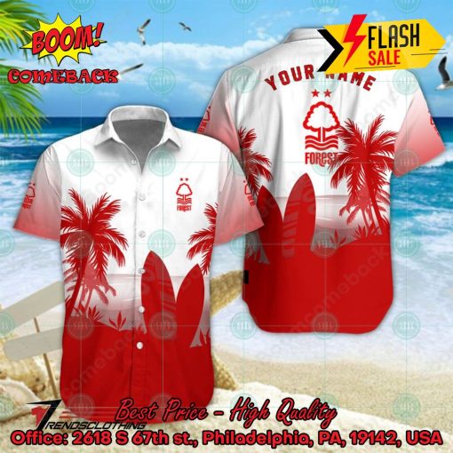 Nottingham Forest FC Palm Tree Surfboard Personalized Name Button Shirt