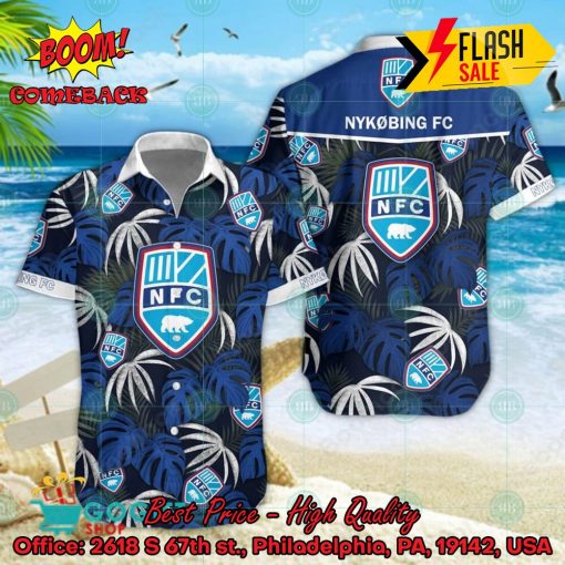 Nykobing FC Big Logo Tropical Leaves Hawaiian Shirt And Shorts