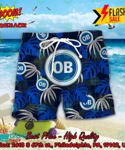 Odense Boldklub Big Logo Tropical Leaves Hawaiian Shirt And Shorts