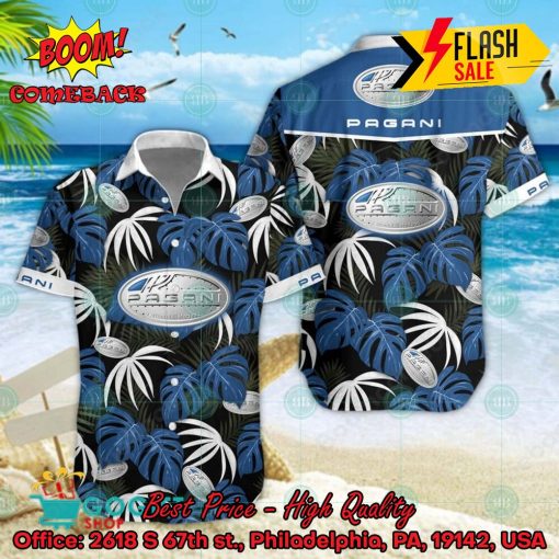 Pagani Big Logo Tropical Leaves Hawaiian Shirt And Shorts