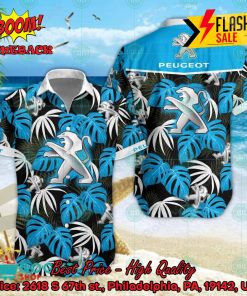 Peugeot Big Logo Tropical Leaves Hawaiian Shirt And Shorts