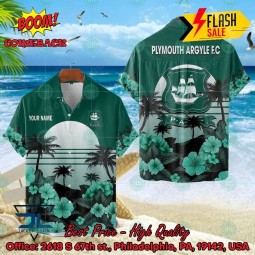 Plymouth Argyle FC Palm Tree Sunset Floral Hawaiian Shirt And Shorts