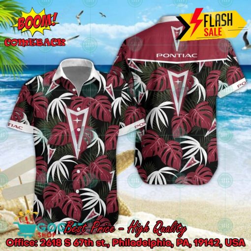 Pontiac Big Logo Tropical Leaves Hawaiian Shirt And Shorts
