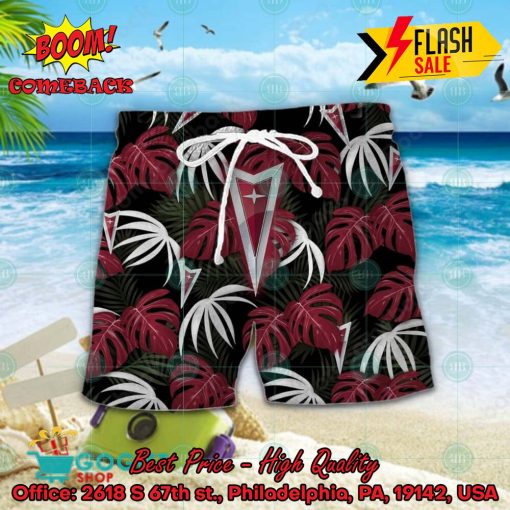 Pontiac Big Logo Tropical Leaves Hawaiian Shirt And Shorts