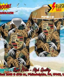 Porsche Big Logo Tropical Leaves Hawaiian Shirt And Shorts
