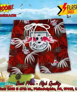 RB Leipzig Big Logo Tropical Leaves Hawaiian Shirt And Shorts