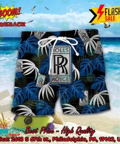rolls royce big logo tropical leaves hawaiian shirt and shorts 2 QJMMs