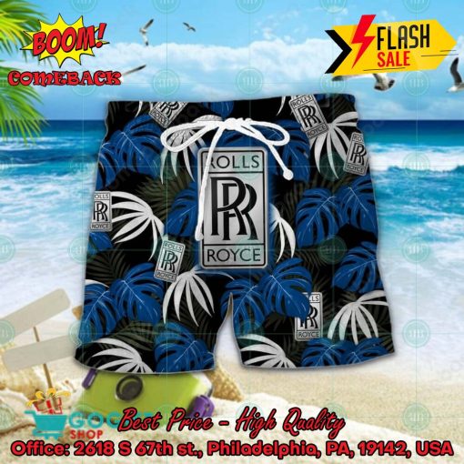 Rolls-Royce Big Logo Tropical Leaves Hawaiian Shirt And Shorts