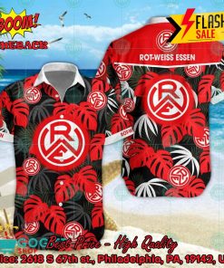 Rot-Weiss Essen e.V Big Logo Tropical Leaves Hawaiian Shirt And Shorts