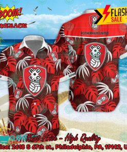 Rotherham United FC Big Logo Tropical Leaves Hawaiian Shirt And Shorts