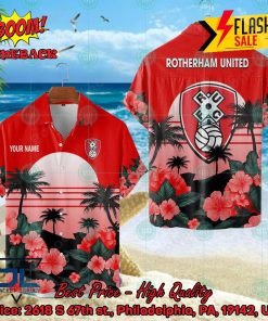 Rotherham United FC Palm Tree Sunset Floral Hawaiian Shirt And Shorts