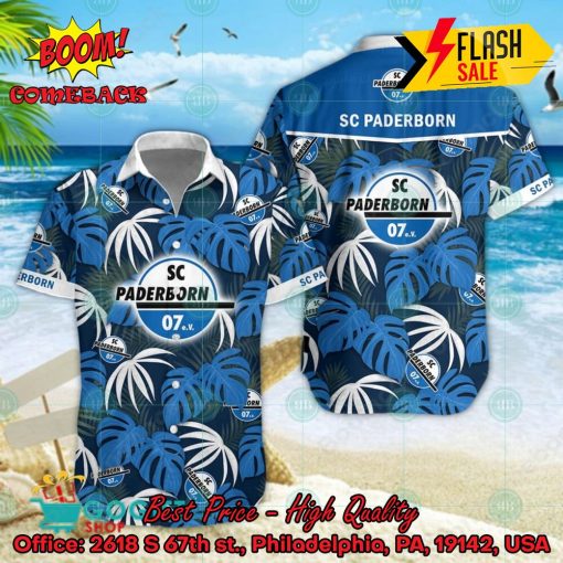 SC Paderborn Big Logo Tropical Leaves Hawaiian Shirt And Shorts