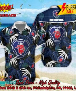 Scania Big Logo Tropical Leaves Hawaiian Shirt And Shorts