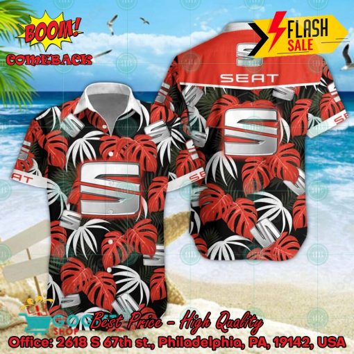 SEAT Big Logo Tropical Leaves Hawaiian Shirt And Shorts
