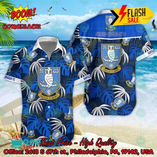 Sheffield Wednesday FC Big Logo Tropical Leaves Hawaiian Shirt And Shorts