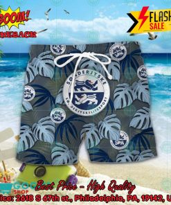 sonderjyske fodbold big logo tropical leaves hawaiian shirt and shorts 2 1cVJ7