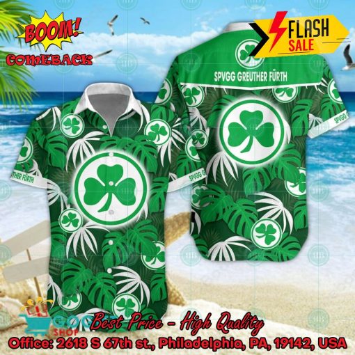 SpVgg Greuther Furth Big Logo Tropical Leaves Hawaiian Shirt And Shorts