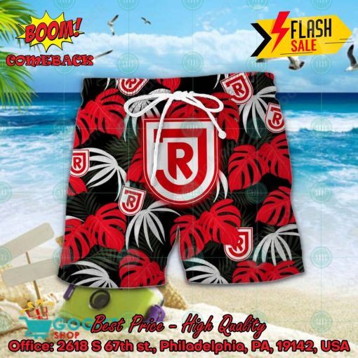 SSV Jahn Regensburg Big Logo Tropical Leaves Hawaiian Shirt And Shorts