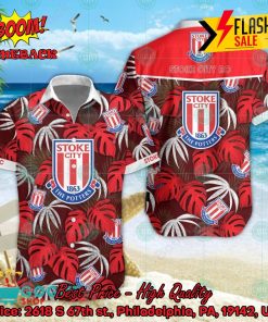 Stoke City FC Big Logo Tropical Leaves Hawaiian Shirt And Shorts