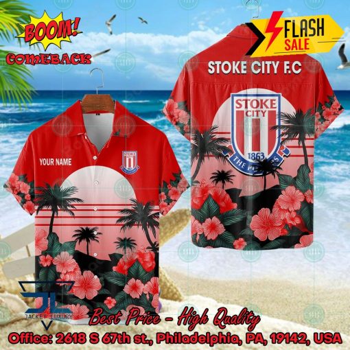 Stoke City FC Palm Tree Sunset Floral Hawaiian Shirt And Shorts