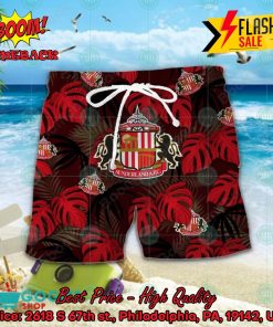 Sunderland AFC Big Logo Tropical Leaves Hawaiian Shirt And Shorts