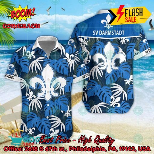 SV Darmstadt 98 Big Logo Tropical Leaves Hawaiian Shirt And Shorts