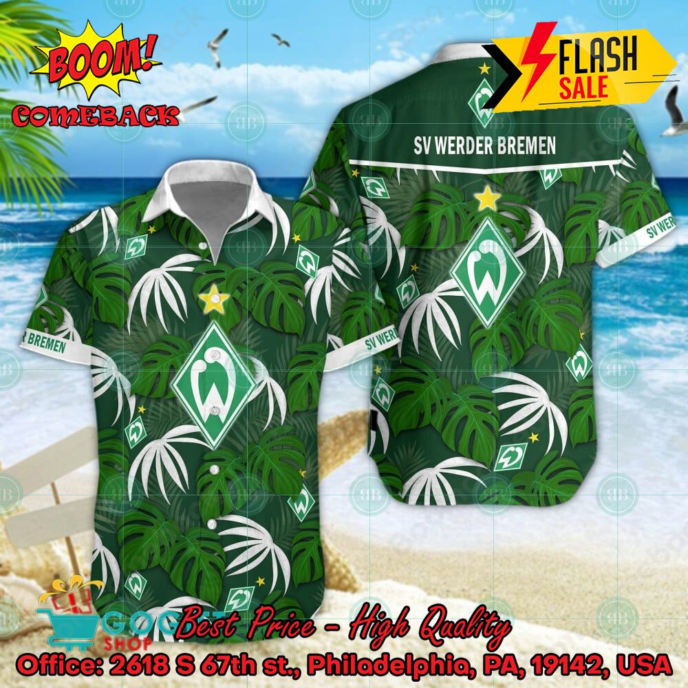 SV Werder Bremen Big Logo Tropical Leaves Hawaiian Shirt And Shorts