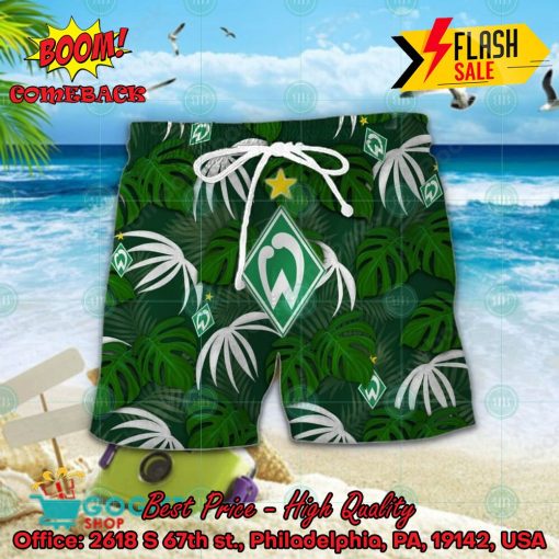 SV Werder Bremen Big Logo Tropical Leaves Hawaiian Shirt And Shorts