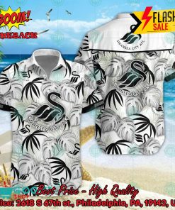 Swansea City FC Big Logo Tropical Leaves Hawaiian Shirt And Shorts