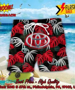 toyota land cruiser big logo tropical leaves hawaiian shirt and shorts 2 DMdWw